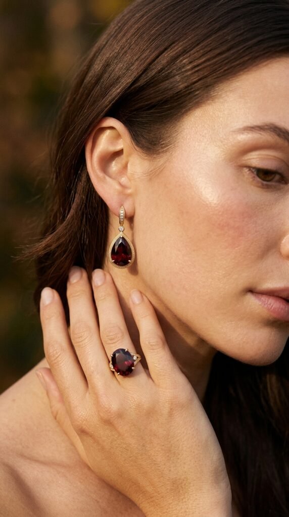 Burgundy_gemstone_earrings_andring Burgundy_gemstone_earrings_andring