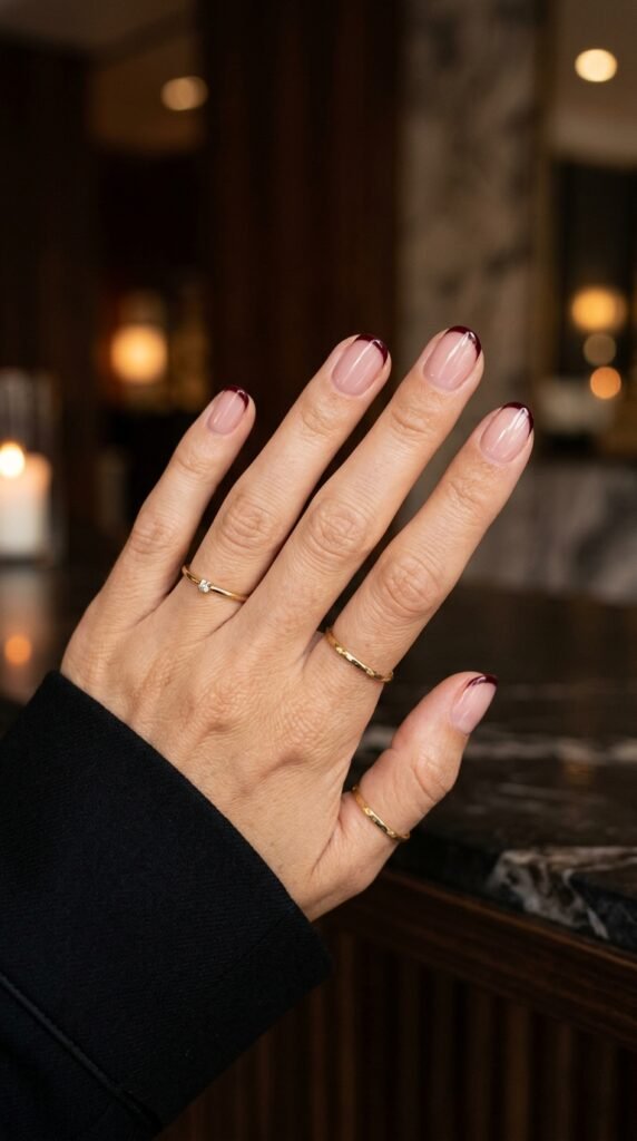 Burgundy_micro-French_manicure Burgundy_micro-French_manicure