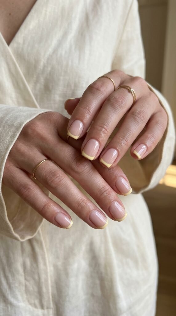 Butter_yellow_French_tips_manicure Butter_yellow_French_tips_manicure