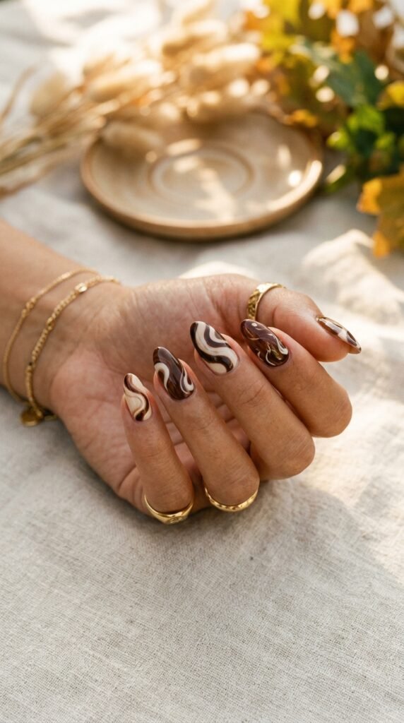 Chocolate_and_cream_swirl_nails Chocolate_and_cream_swirl_nails