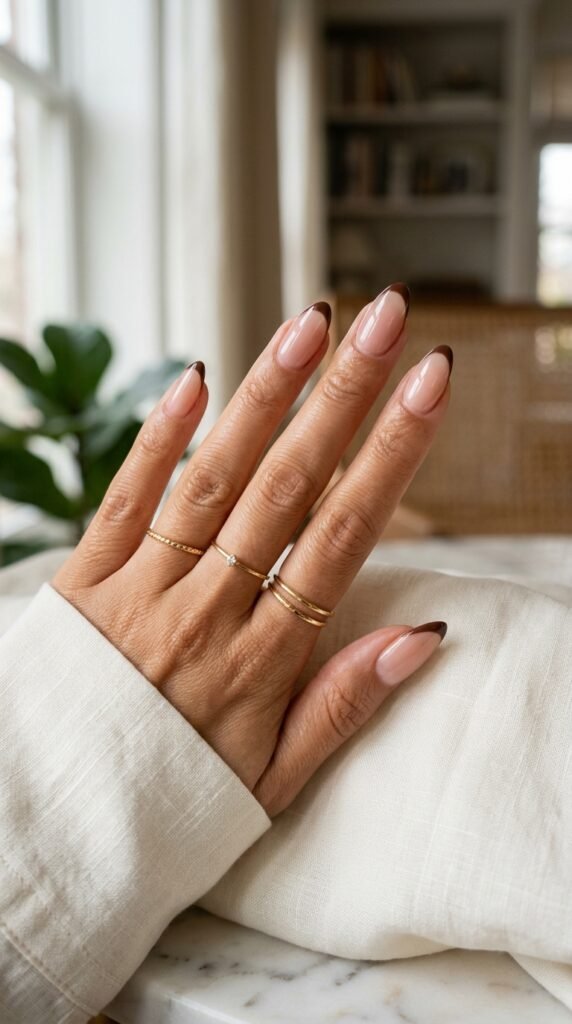 Chocolate_brown_French_tips_manicure Chocolate_brown_French_tips_manicure