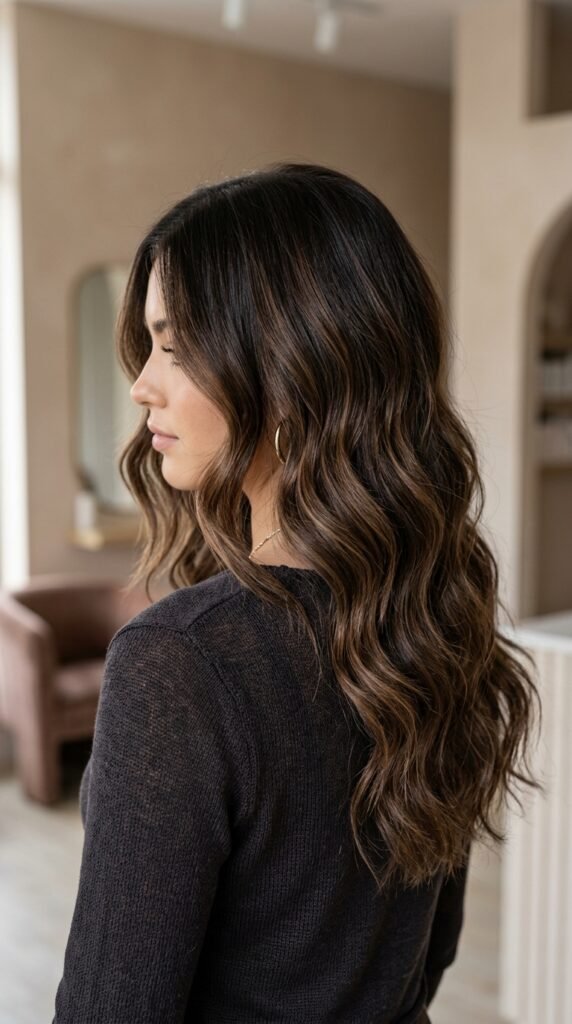 Chocolate_brown_balayage chocolate brown hair color ideas
