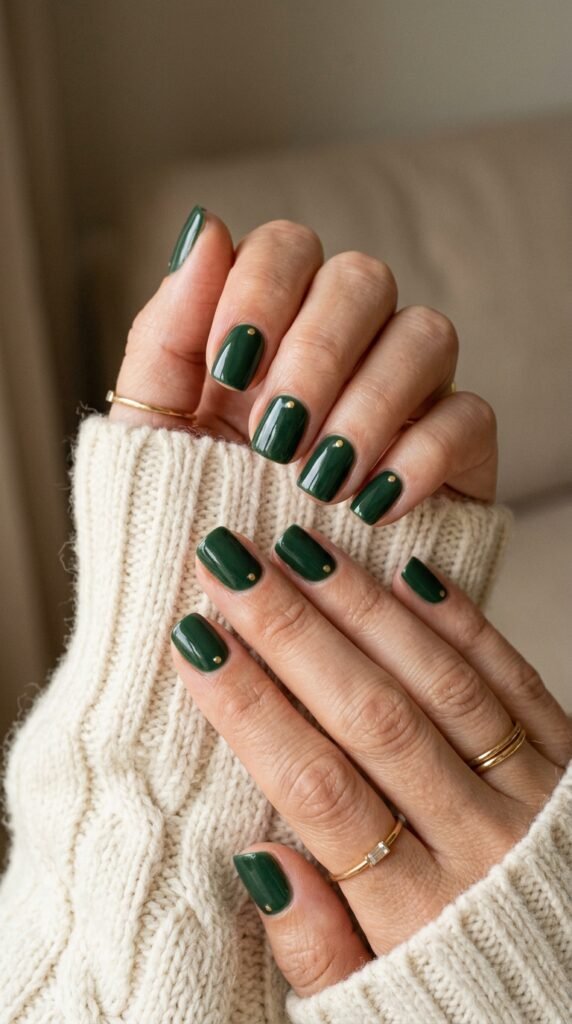 Forest_green_nails_with_gold_ Forest_green_nails_with_gold_