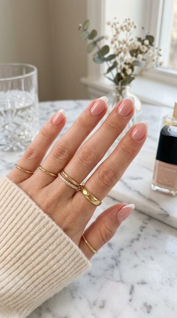French_tip_nails_with_rings French_tip_nails_with_rings