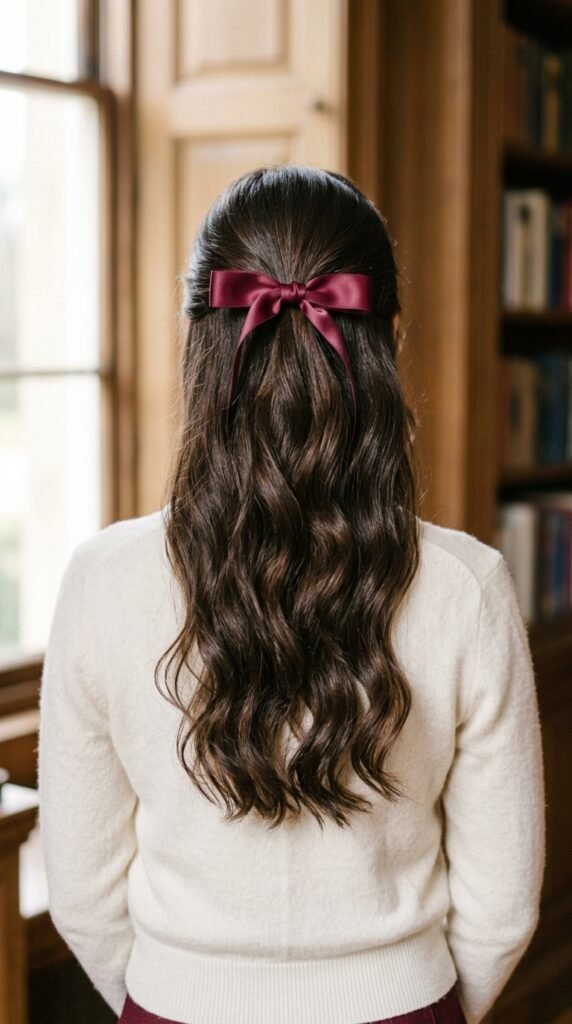 Half-up_ribbon_hairstyle_model_ Half-up_ribbon_hairstyle_model_