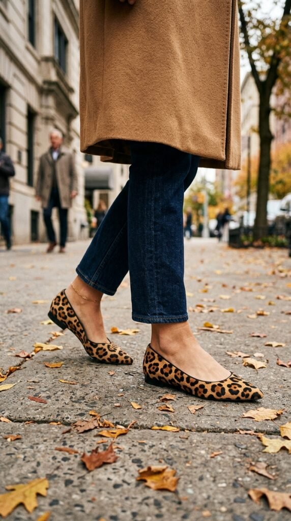Leopard-print_flats_with_denim fall shoes trends