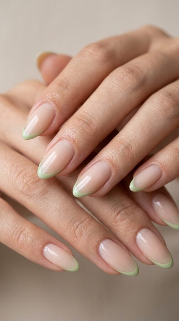 Matcha_green_French_manicure_ Matcha_green_French_manicure_