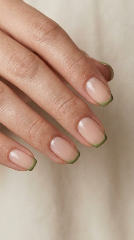 Matcha_micro_French_tips_manicure Matcha_micro_French_tips_manicure