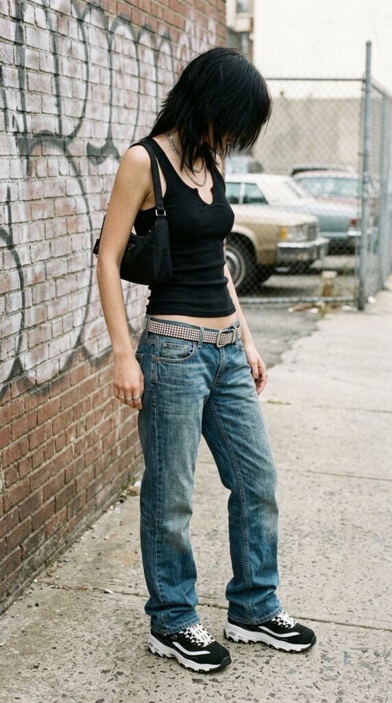 Model_wearing_Y2K_tank_jeans Model_wearing_Y2K_tank_jeans
