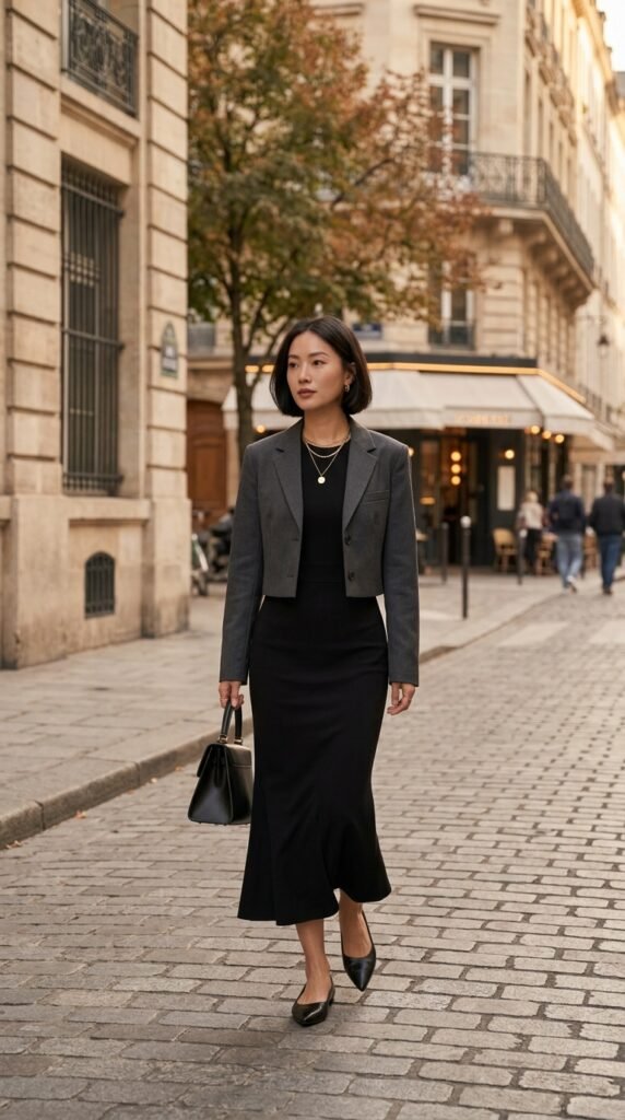 Model_wearing_dress_and_jacket_ Model_wearing_dress_and_jacket_