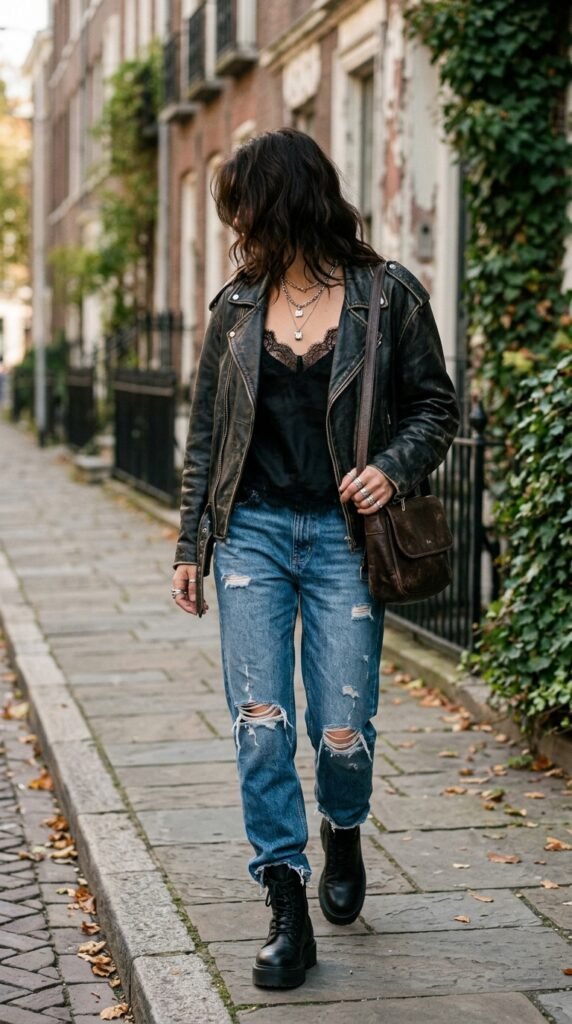 Model_wearing_lace_and_denim_ Model_wearing_lace_and_denim_