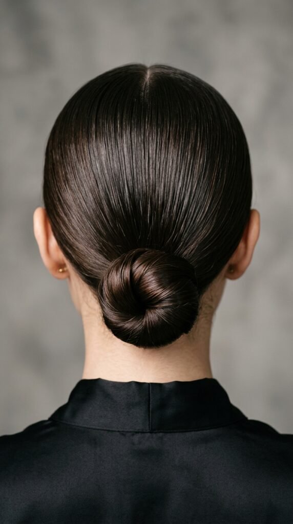Model_wearing_low_sleek_bun_ Model_wearing_low_sleek_bun_