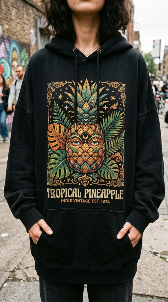 Model_wearing_pineapple_hoodie_ Model_wearing_pineapple_hoodie_