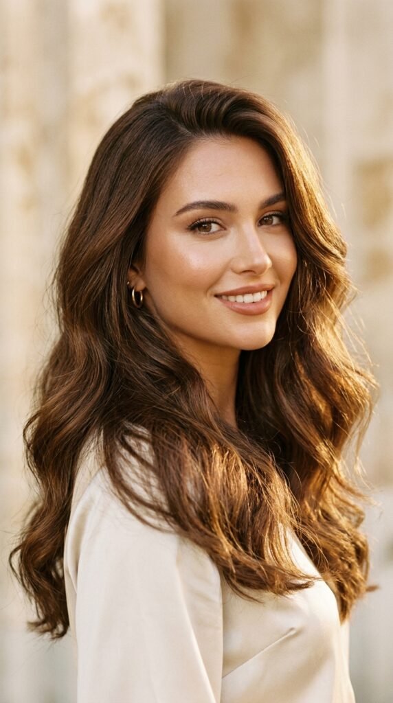 Model_with_warm_brown_hair chocolate brown hair