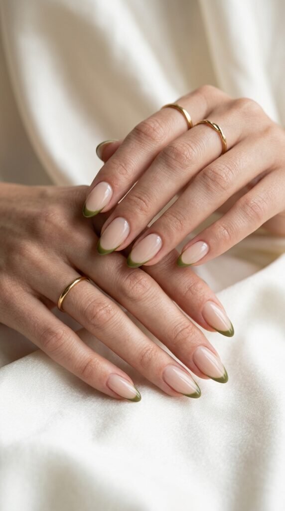 Olive_French_tips_manicure Olive_French_tips_manicure