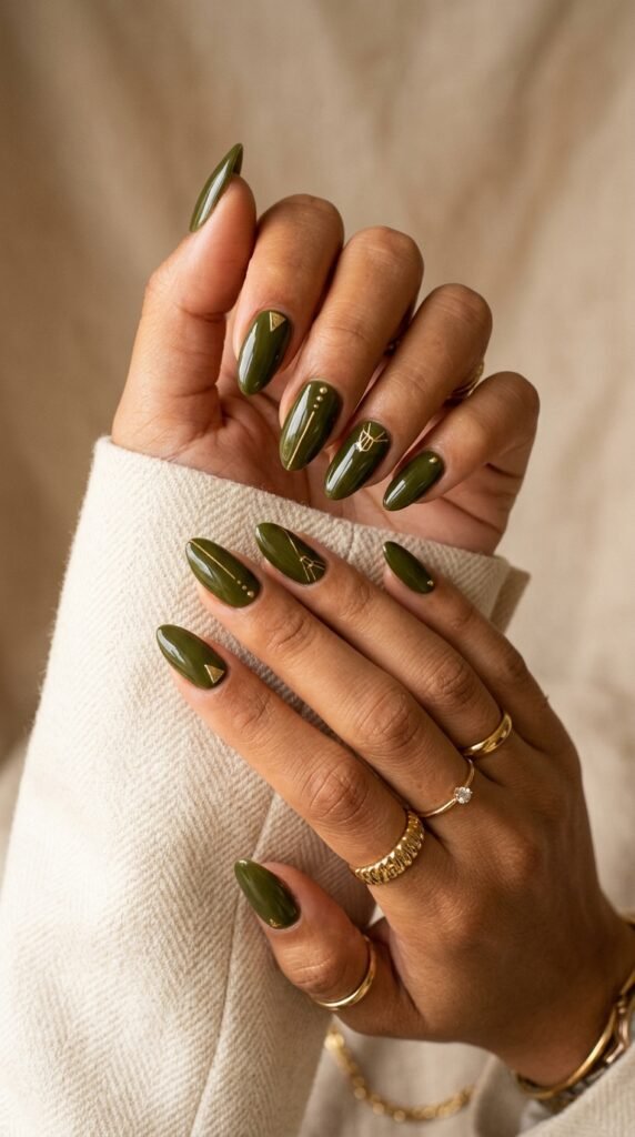 Olive_and_gold_nail_art_nails Olive_and_gold_nail_art_nails