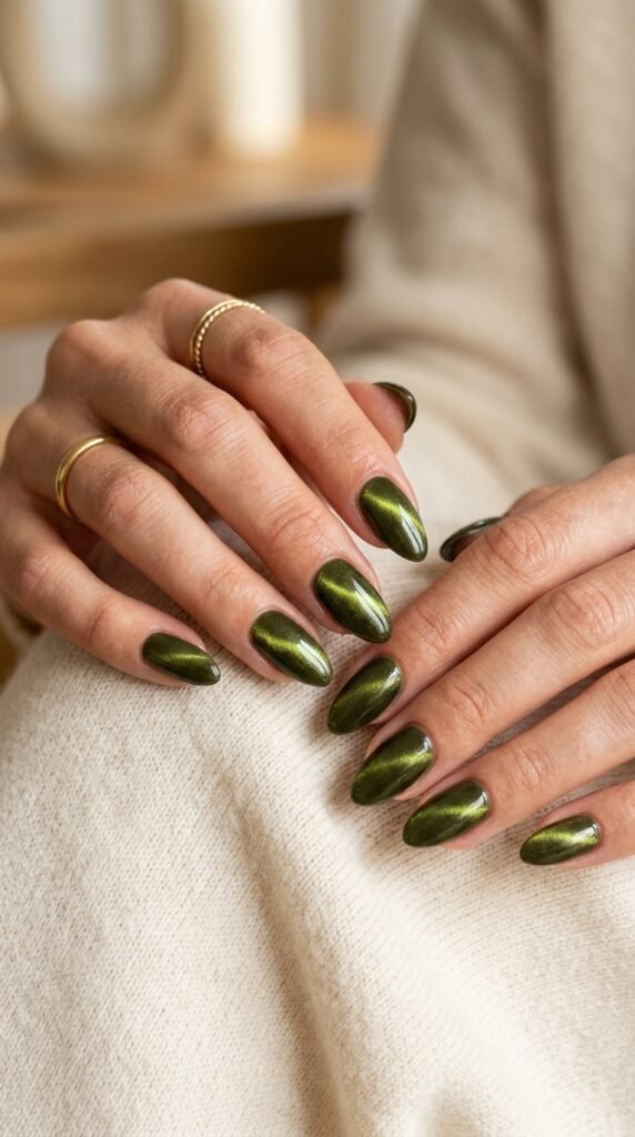 Olive_cat-eye_manicure_close-up Olive_cat-eye_manicure_close-up