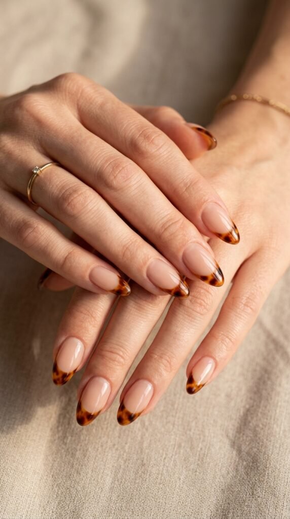 Tortoiseshell_French_tips_nail_ Tortoiseshell_French_tips_nail_