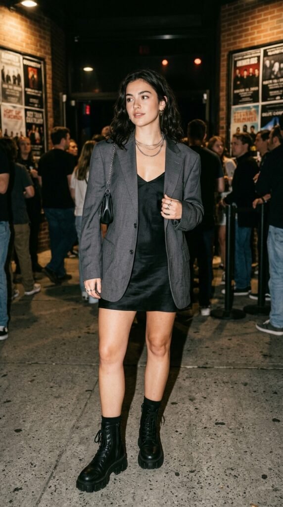 Woman_adjusting_blazer_outside_ Woman_adjusting_blazer_outside_