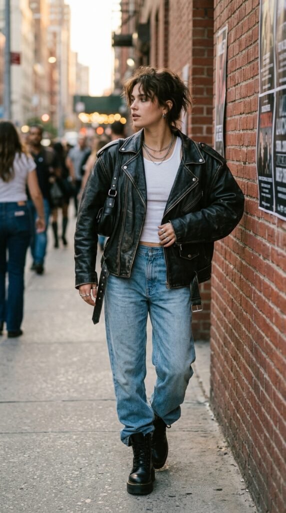 oversized leather jacket with denim oversized leather jacket with denim