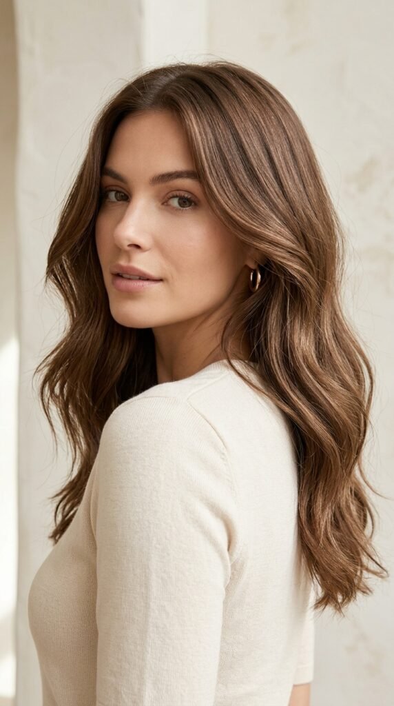 Woman_posing_for_beauty_portrait light brown hair chocolate brown hair color ideas