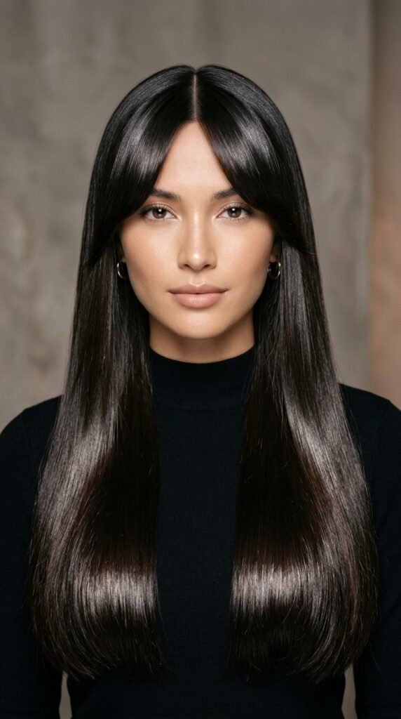 Woman_posing_with_glossy_hair_ Woman_posing_with_glossy_hair_