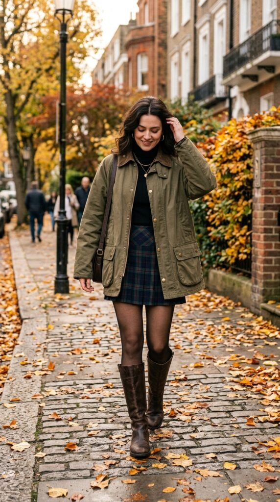 Woman_walking_in_barn jacket autumn_outfit Woman_walking_in_barn jacket autumn_outfit