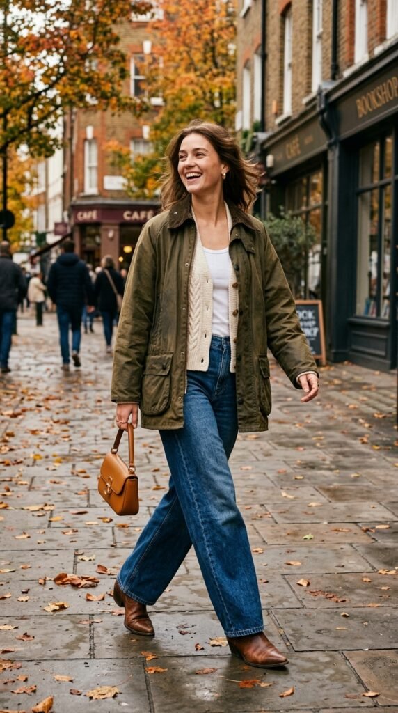 Woman_walking_in_barn_jacket_ Woman_walking_in_barn_jacket_