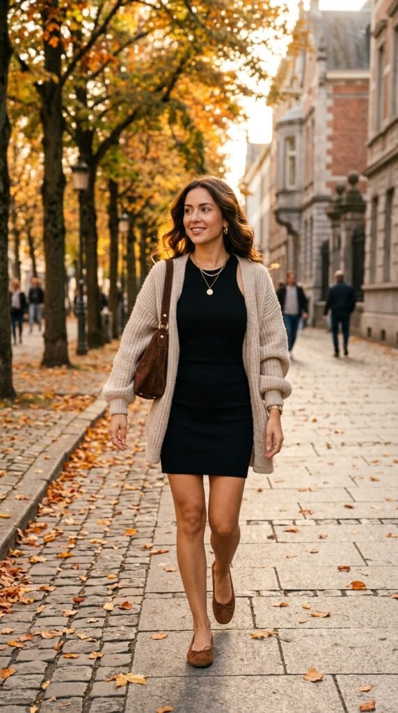Woman_wearing_black_dress_cardigan Woman_wearing_black_dress_cardigan