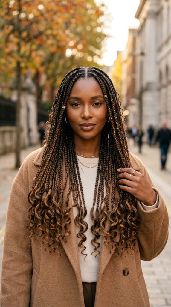 Woman_wearing_boho_braids_ fall hairstyles for black women