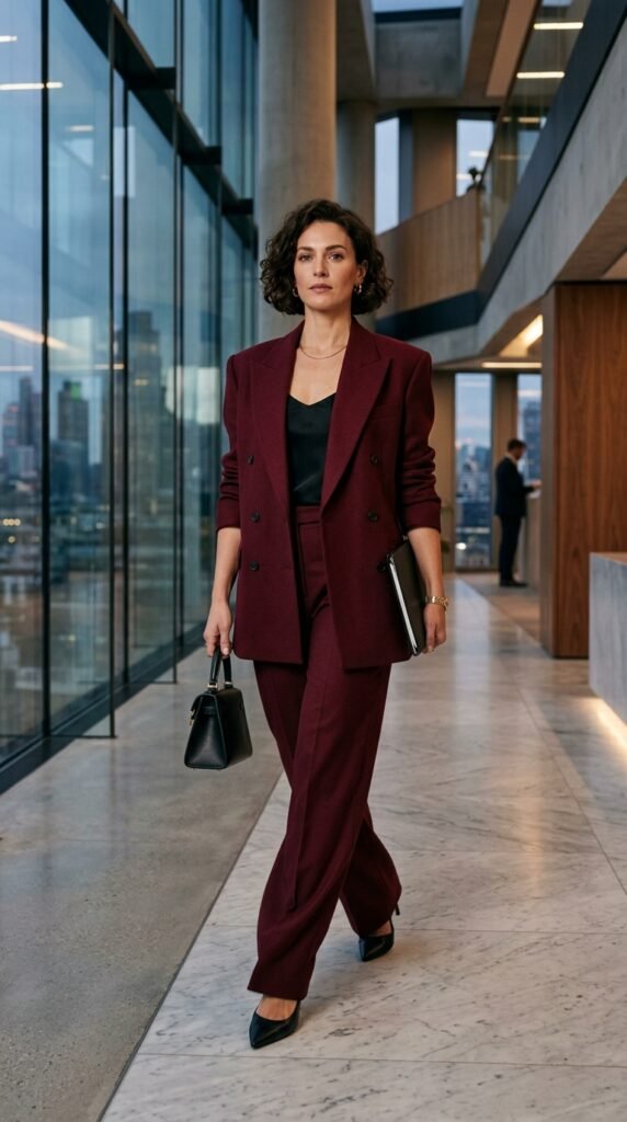 Woman_wearing_burgundy_power_suit Woman_wearing_burgundy_power_suit