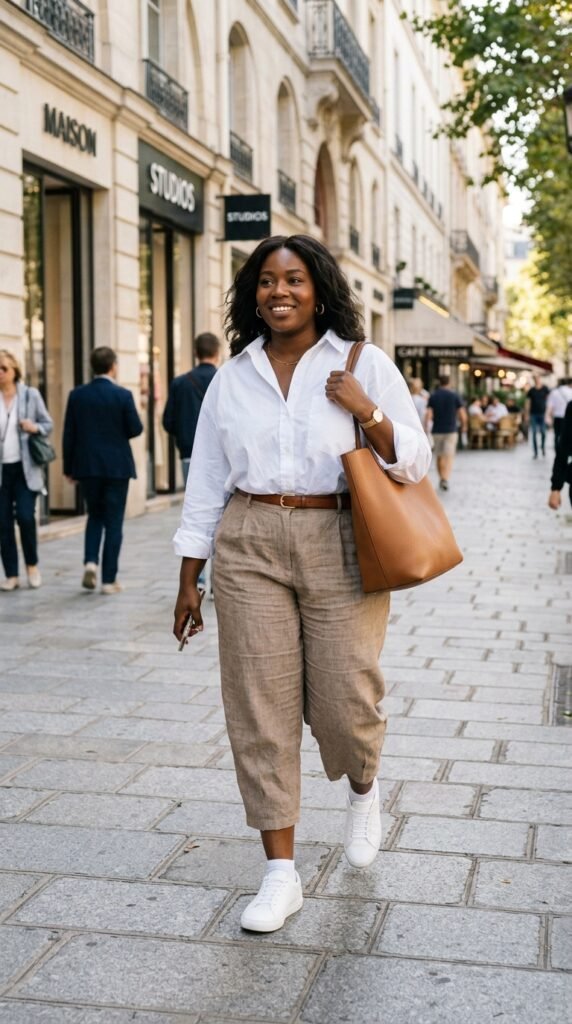 Woman_wearing_button-down_and_capri Woman_wearing_button-down_and_capri