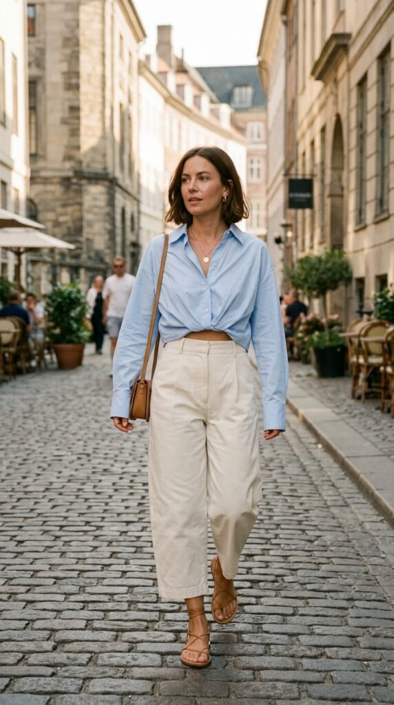 Woman_wearing_capris_and_shirt_ Woman_wearing_capris_and_shirt_