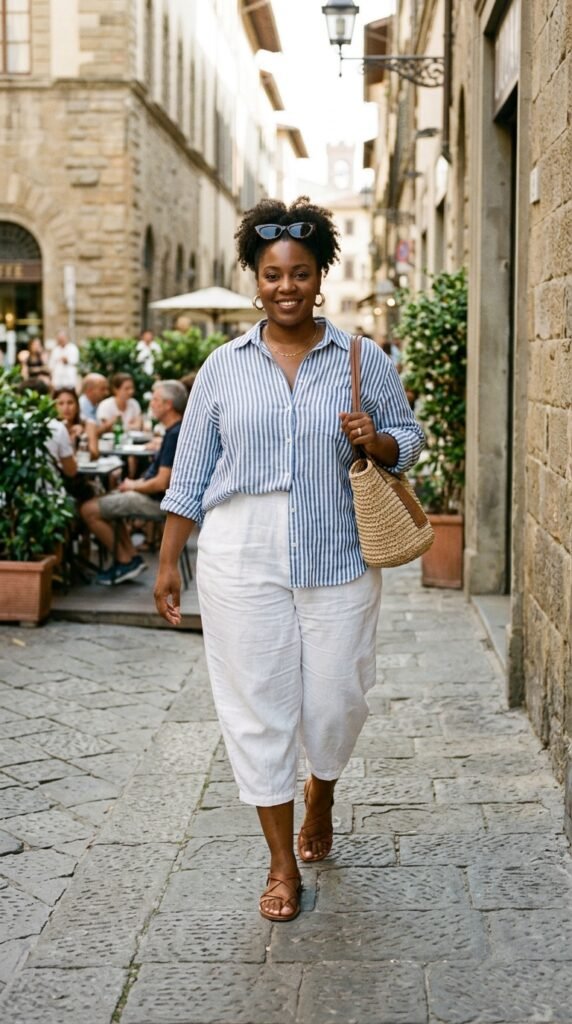 Woman_wearing_capris_and_shirt_ Woman_wearing_capris_and_shirt_