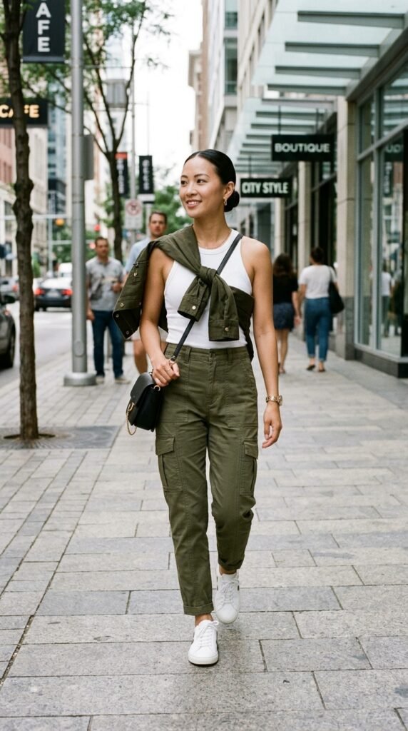 Woman_wearing_cargo_pants_tank_ Woman_wearing_cargo_pants_tank_
