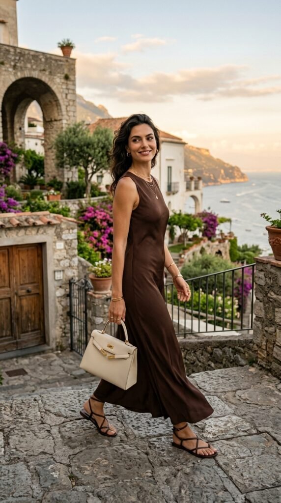 Woman_wearing_chocolate_brown_dress Woman_wearing_chocolate_brown_dress