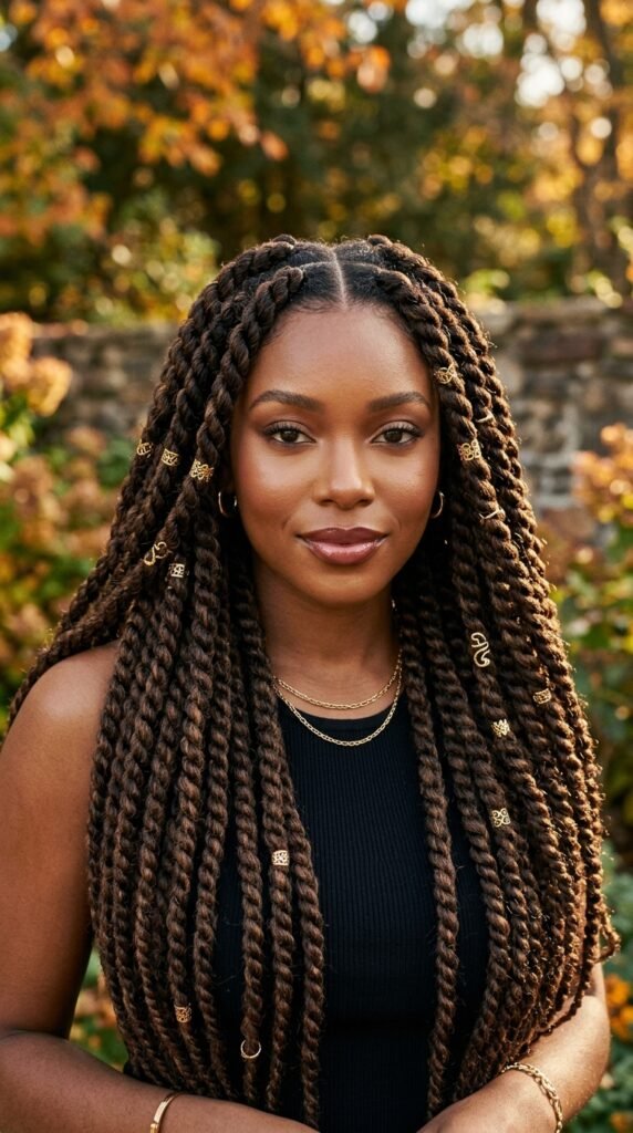 Woman_wearing_chunky_rope_twists fall hairstyles for black women