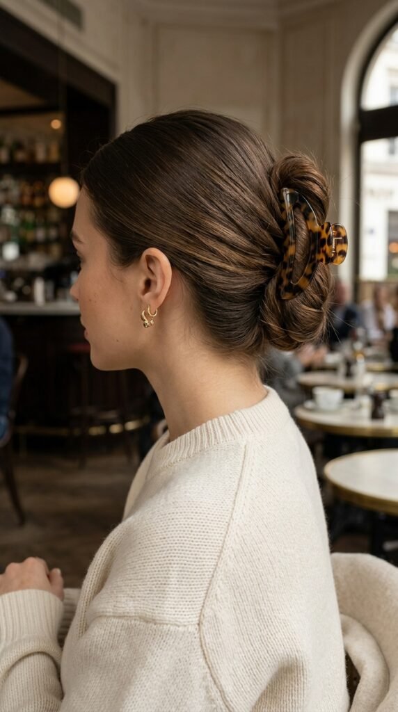 Woman_wearing_claw_clip_updo_ Woman_wearing_claw_clip_updo_