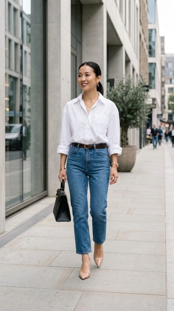 Woman_wearing_cropped_jeans_shirt Woman_wearing_cropped_jeans_shirt