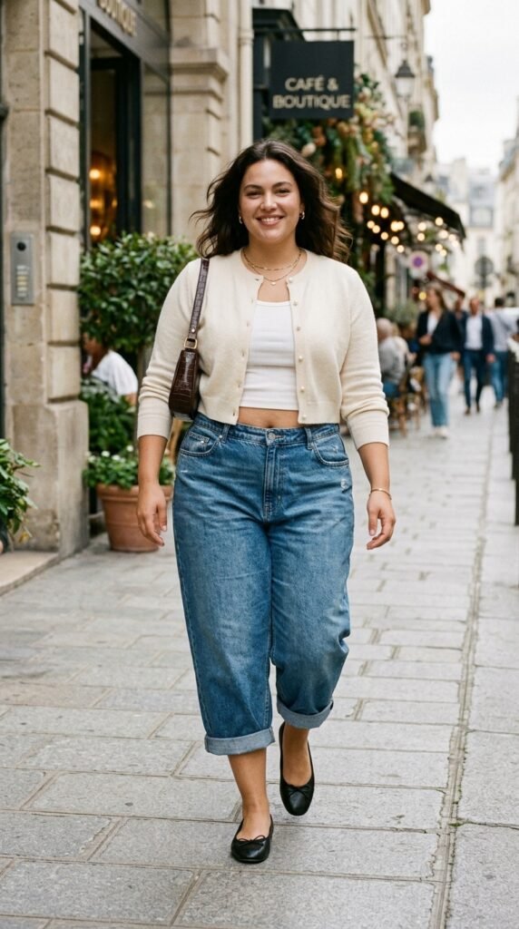 Woman_wearing_denim_capris_and cardigan Woman_wearing_denim_capris_and cardigan