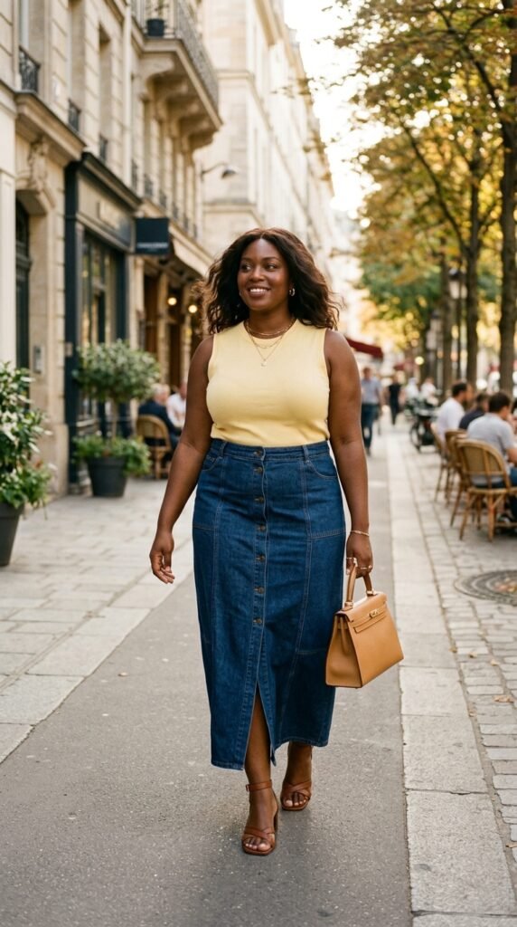 Woman_wearing_denim_maxi_skirt_ Woman_wearing_denim_maxi_skirt_