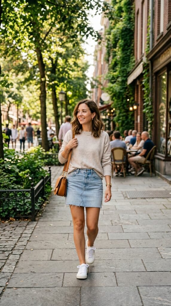 Woman_wearing_denim_skirt_sweater Woman_wearing_denim_skirt_sweater