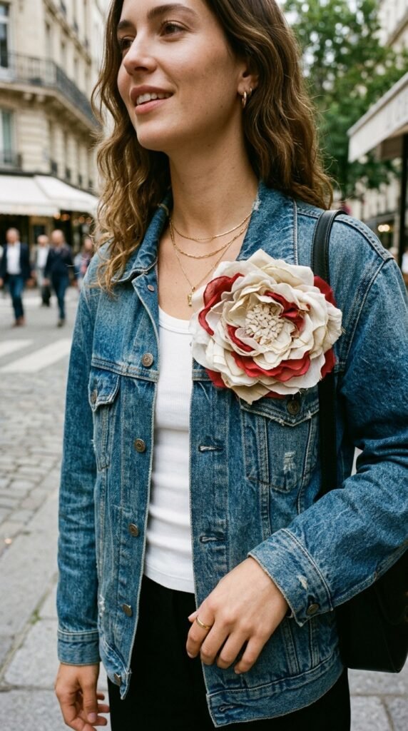 Woman_wearing_floral_denim_jacket Woman_wearing_floral_denim_jacket