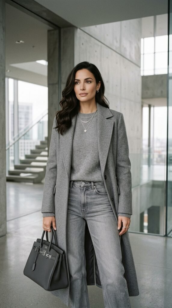 Woman_wearing_gray_denim_chic_ Woman_wearing_gray_denim_chic_