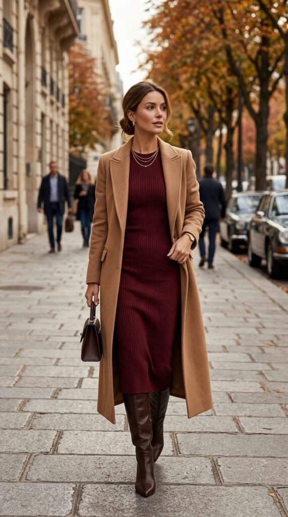 Woman_wearing_knit_dress_coat_ Woman_wearing_knit_dress_coat_