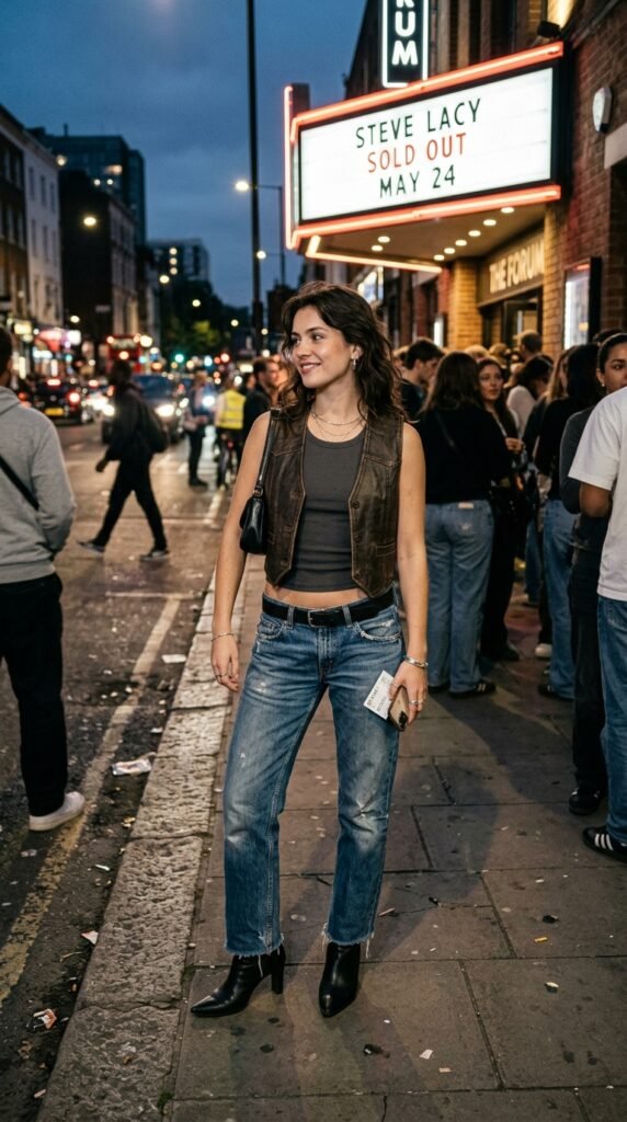 Woman_wearing_leather_vest_jeans steve lacey outfits ideas for petitie women