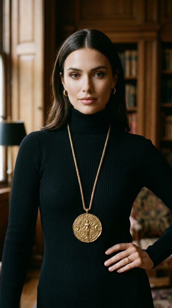 Woman_wearing_long_talisman_pendant Woman_wearing_long_talisman_pendant