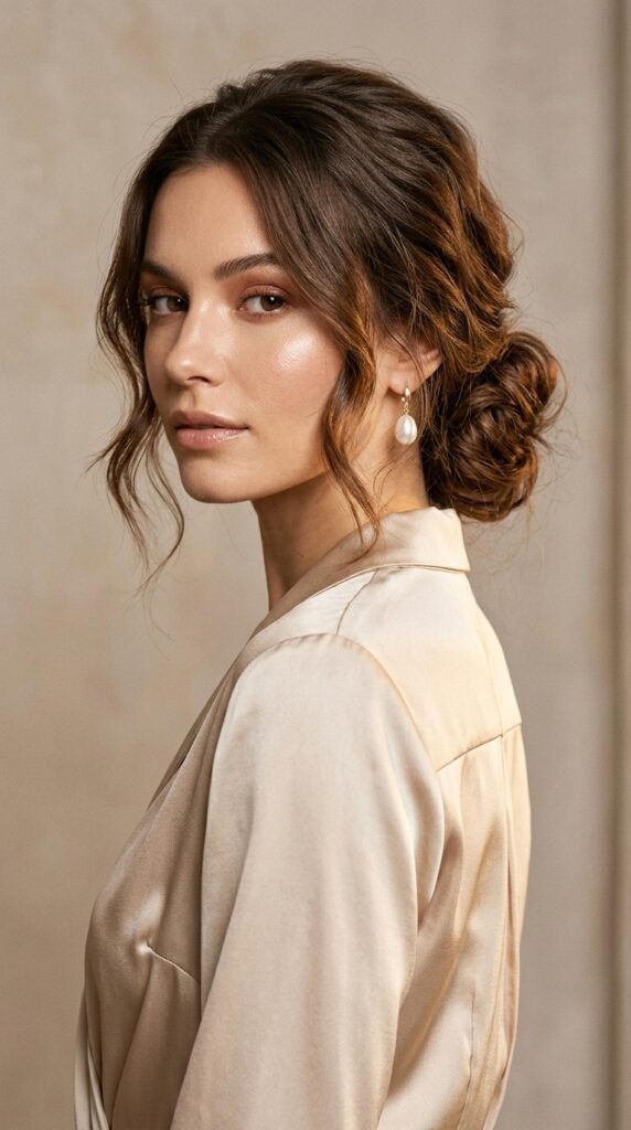 Woman_wearing_low_chignon_hairstyle Woman_wearing_low_chignon_hairstyle