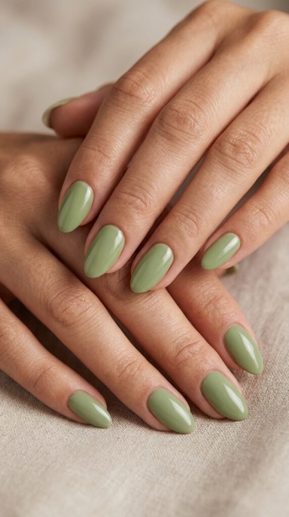 Woman_wearing_matcha_green_nails Woman_wearing_matcha_green_nails