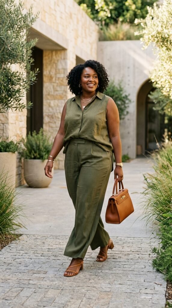 Woman_wearing_monochromatic_olive outfit Woman_wearing_monochromatic_olive outfit
